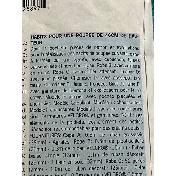 Butterick Sewing pattern 5110 18" doll clothes - Picture 7 of 9